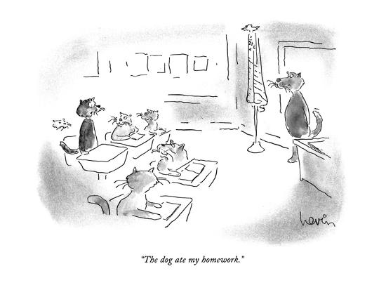 the dog ate my homework new yorker cartoon premium giclee print