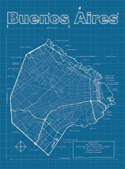 buenos aires artistic blueprint map art print by christopher estes