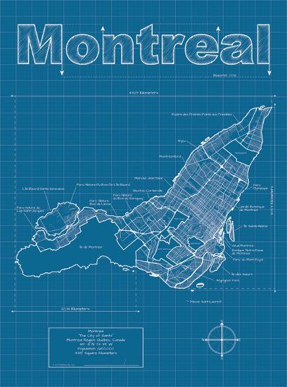 montreal artistic blueprint map art print by christopher estes at