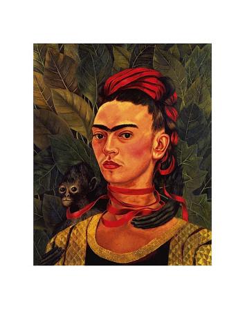 Self Portrait with a Monkey, c.1940 Art Print by Frida ...