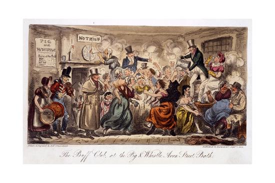 the buff club at the pig and whistle giclee print by isaac robert