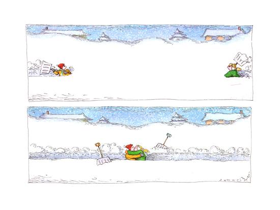 shoveling snow cartoon premium giclee print by john o brien at art