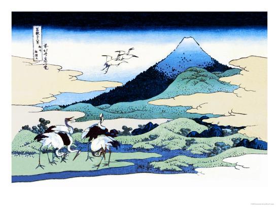 cranes nearby mount fuji art print by katsushika hokusai at art co uk