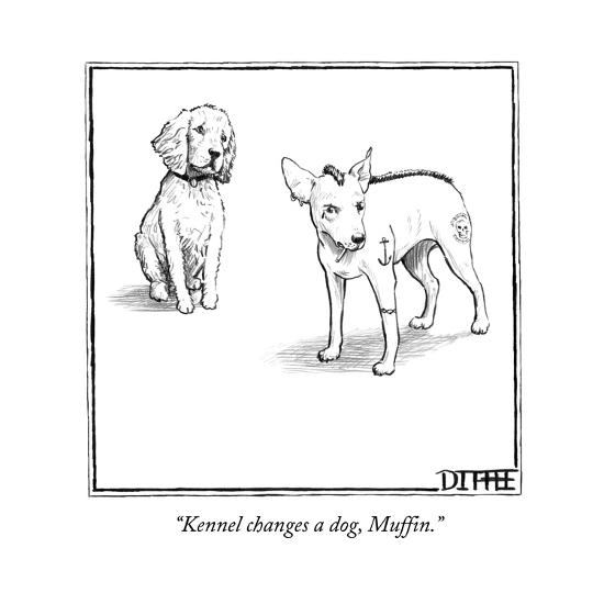 kennel changes a dog muffin new yorker cartoon premium giclee