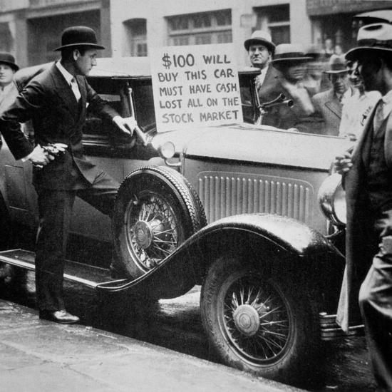 Man Selling His Car, Following the Wall Street Crash of ...