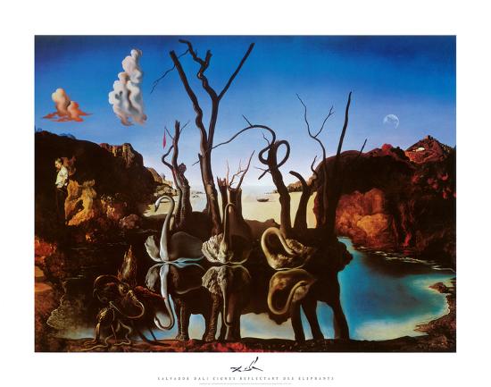 Swans Reflecting Elephants, c.1937 Art Print by Salvador ...