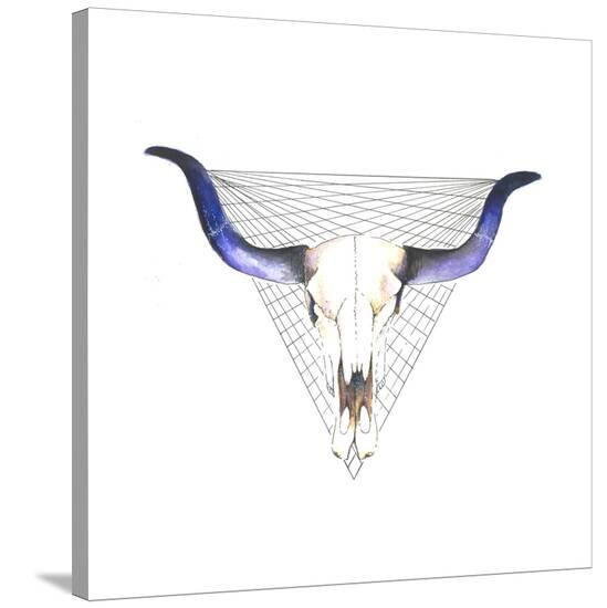 watercolor bull skull art print by viktoria at